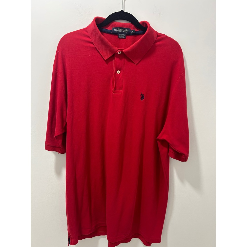 US Polo Assn Ultimate Pique Red Short Sleeve Polo Shirt Mens 2XLT Tall